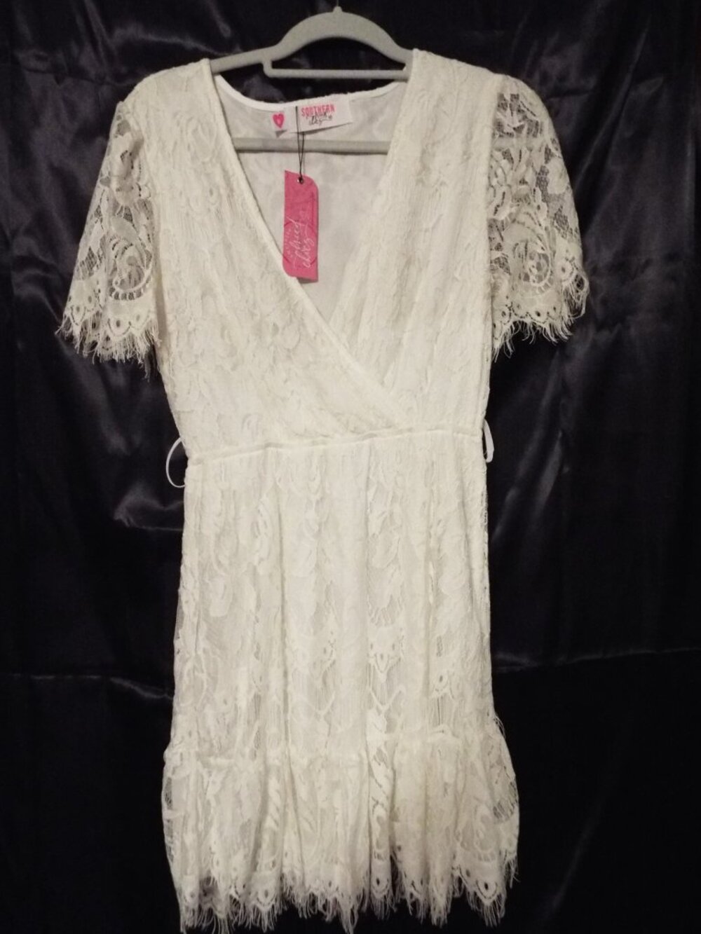 Southern Fried Chics White Short Fringe Dress Size Medium NWT